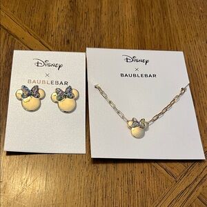 Disney x Baublebar Matching Necklace & Earrings - Rhinestone Bow Minnie Mouse